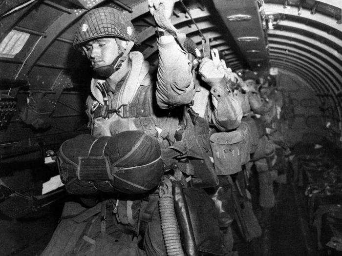 15,500 American and 7,900 British airborne troops jumped into France behind enemy lines before Allied forces stormed the beaches.