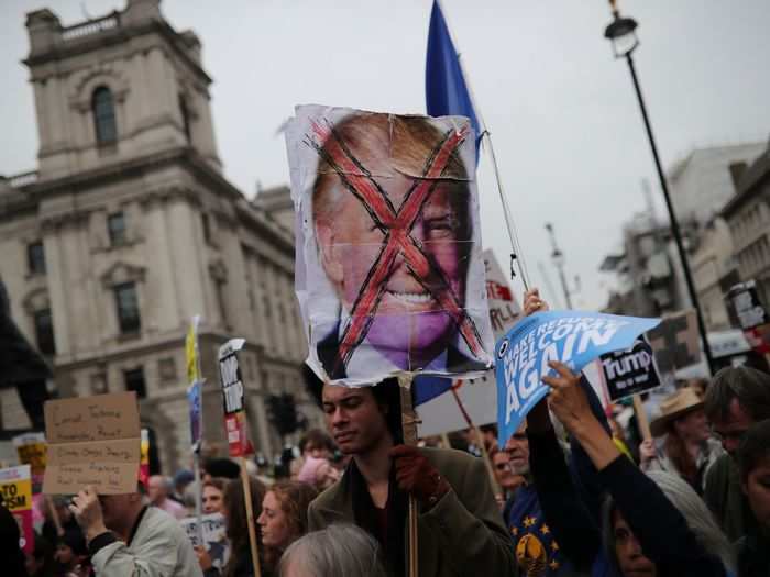 Protesters were reportedly provided buses to bring them from at least 15 cities around England to attend the protest.