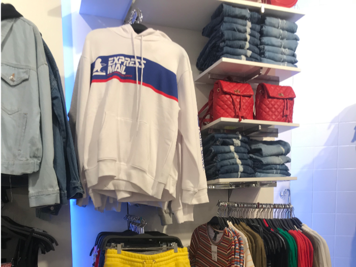 Other recent collaborations include the United States Postal Service clothing line, first launched in March. We found a few remaining sweatshirts on the racks.