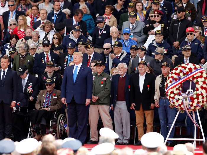 "We come not only because of what they did here, we come because of who they were," Trump told a ceremony alongside Macron.