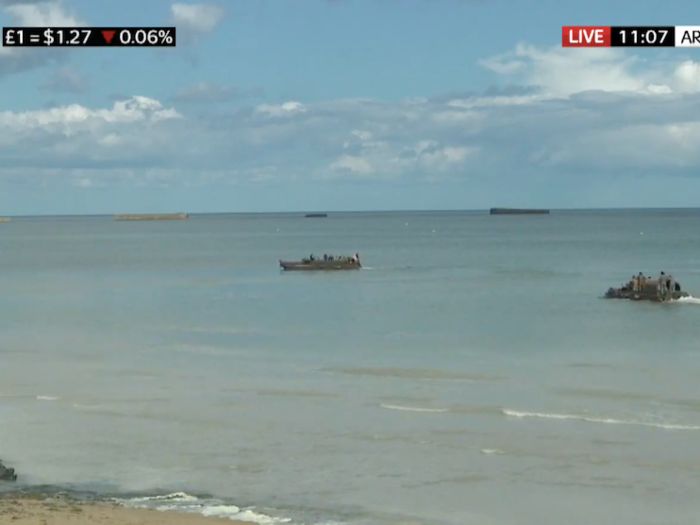 WWII-style boats also sailed past the beach as part of the commemoration.