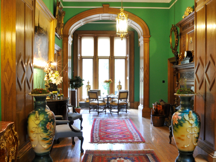 Long hallways throughout the home lead to intimate living and dining areas.