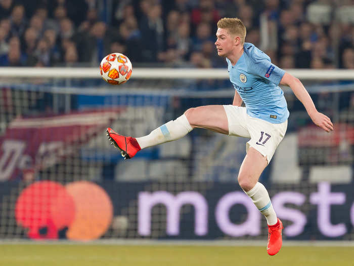 =T4: Manchester City midfielder Kevin de Bruyne is worth $171.5 million.