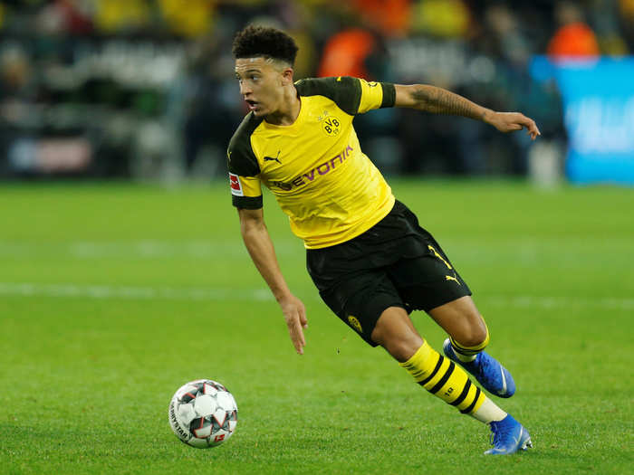 =T11: Borussia Dortmund forward Jadon Sancho is worth $115 million.