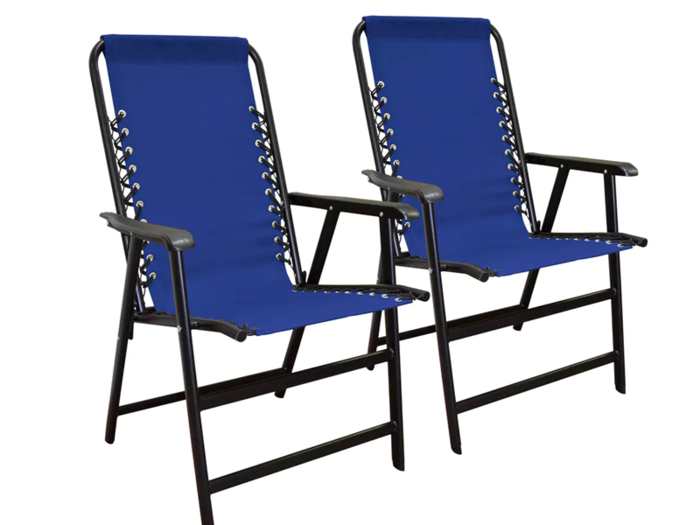 A pair of comfortable outdoor folding chairs