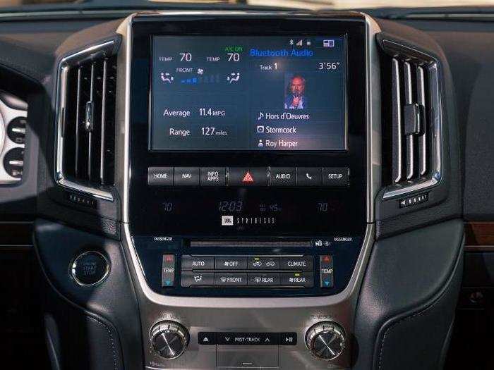 The infotainment system runs on a nine-inch central touchscreen. It works fine, but it isn