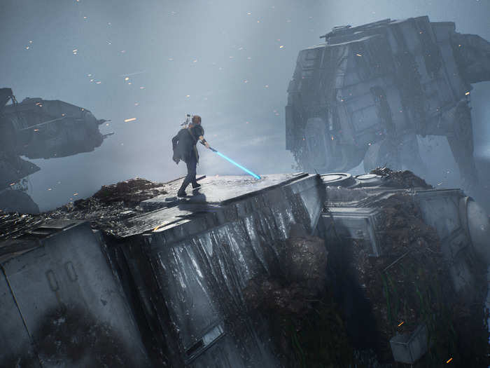 4. The demo started with Cal outright climbing an AT-AT, taking it over, and wrecking everything in his path.