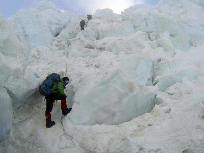 During each expedition from Base Camp, climbers must navigate the dangerous Khumbu Icefall. Kami Rita Sherpa said he gets especially nervous during this part of the climb.