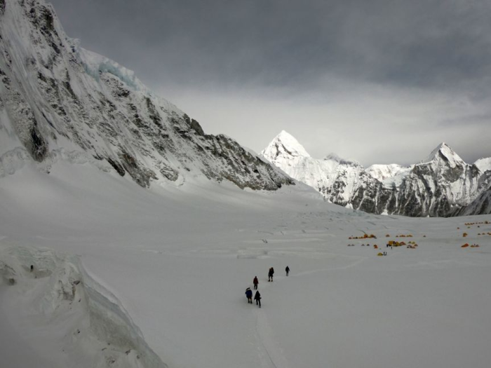 Mountaineers typically spend one to two months at Base Camp, making multiple trips up and down the mountain to acclimatize.