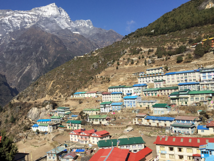 From Lukla, climbers trek 40 miles to the foot of the mountain. This often takes two weeks, since climbers need to acclimatize to the high-altitude environment.