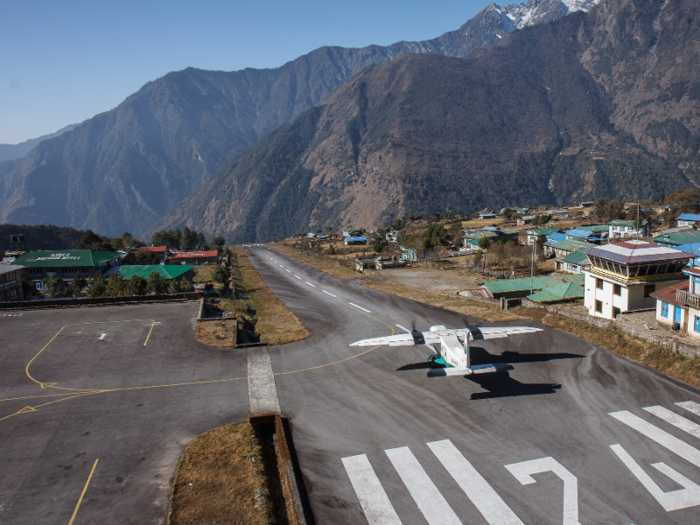 Most climbers and their Sherpa guides stock up on supplies in Kathmandu, the capital of Nepal, before the climb. From there, they take a 25-min puddle-jumper plane to Lukla airport.