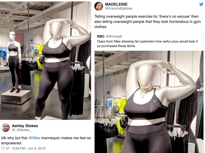 People are defending Nike after a journalist slammed the sportswear brand for an immense gargantuan plus sized mannequin Business Insider India