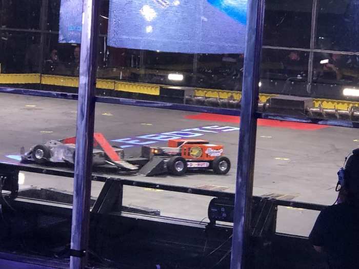 The evening party was Amazon-robot themed as well. It took place at the Las Vegas Motor Speedway NASCAR track. Some of the most famous Battlebots fought in the re:MARS Challenge, broadcast live on Twitch.