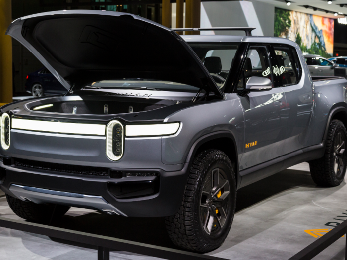 The Rivian electric truck was on full display too.