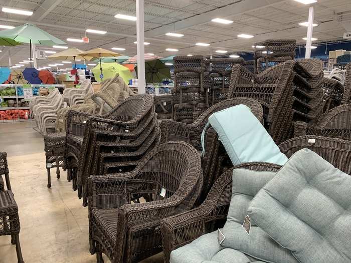 Wicker patio furniture as far as the eye could see.