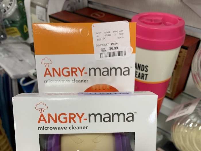 There were also quirkier products, like this "Angry Mama" microwave steam cleaner.