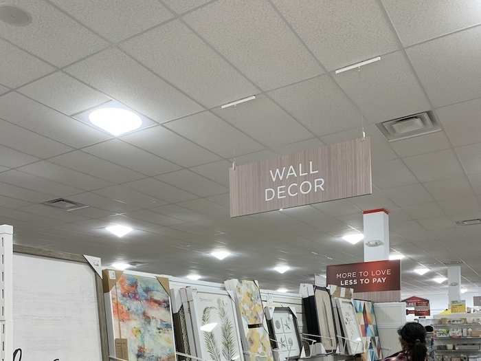 HomeGoods had several aisles of wall decor, mostly featuring artwork and inspirational quotes.