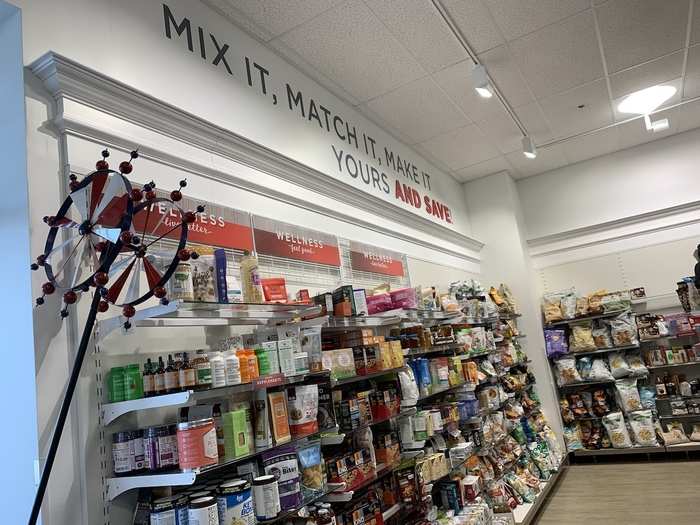 To the left of the front entrance, there was a section dedicated to wellness, including supplements and protein powders.