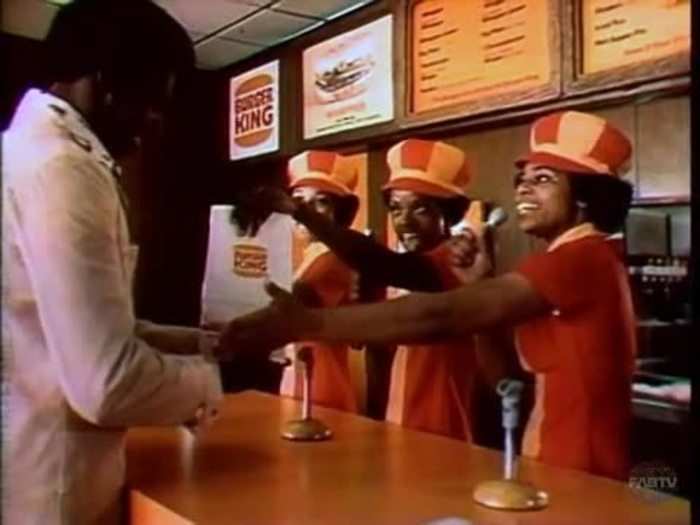 1974 — Burger King ran an ad spot in 1974, which appeared to feature two different versions geared toward its white and black customers, respectively. For white audiences, 
