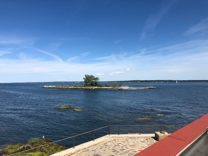 Pea Island can be seen from the rooftop on Columbia Island. Pea Island spans nearly five acres and includes an open beach and an abundance of indigenous plants.