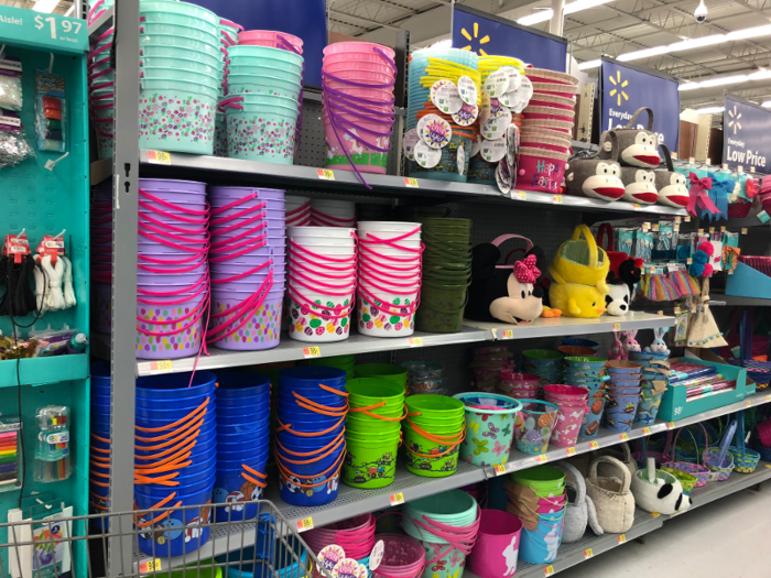 Both Walmarts offered a lot more than just food, too. We visited the discount store in March, a little more than a month before Easter. The myriad of egg buckets shown here was just the tip of the festive iceberg.