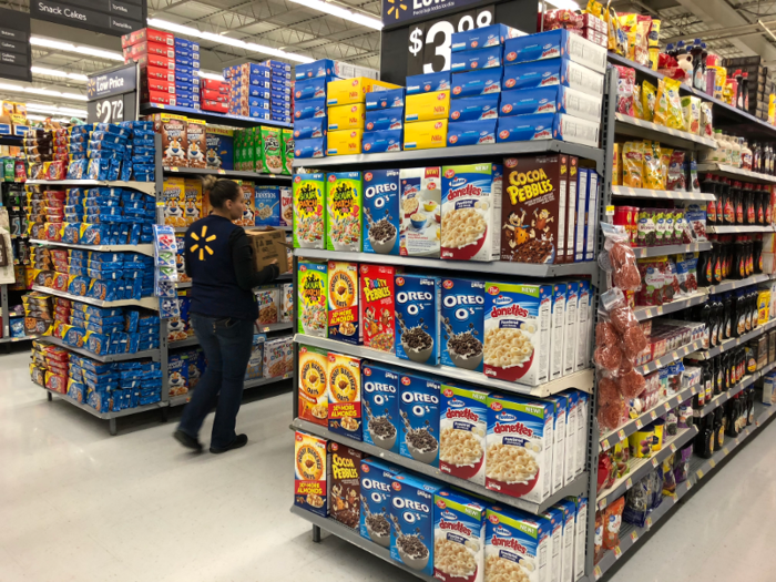 At both Walmart stores, it was nearly impossible to ignore the abundance of cereal. Just looking at it all immediately brought us back to our childhood.