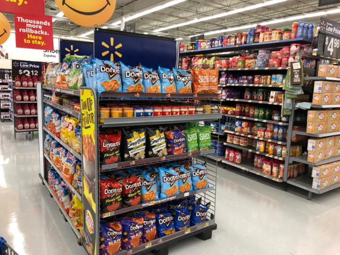 Instead of fresh or ready-made food, all of the food at the discount store was pre-packaged, and most of it lived outside the realm of refrigeration.