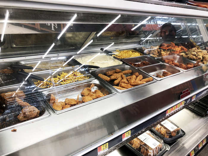 Behind all the produce was a counter with prepared foods, which mostly consisted of chicken and fried appetizers.