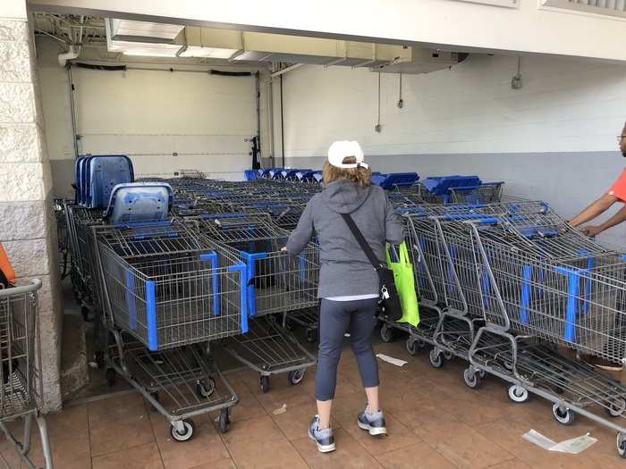 In Secaucus, the store had the same double sliding door entryway and there was a similar cluster of carts to our left ...