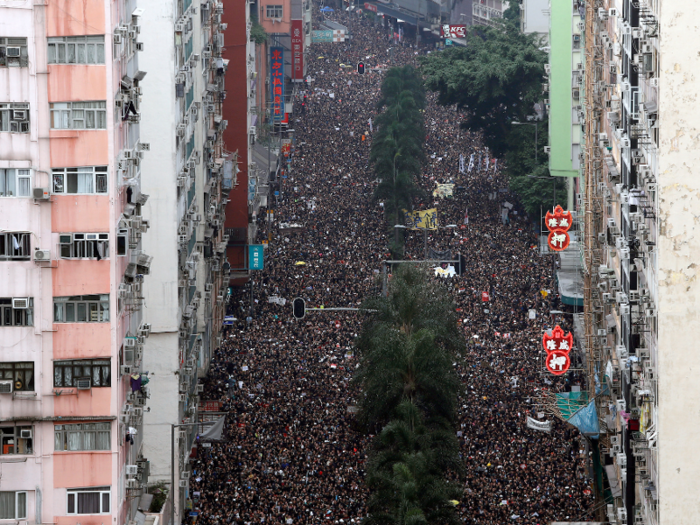 Black-clad demonstrators continued to hit the streets in full force on Sunday to renew calls for government leaders to step down.