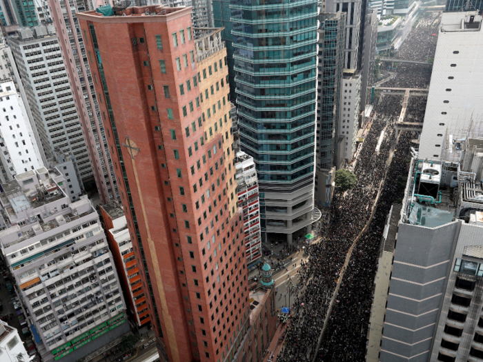 The marchers are demanding that Chief Executive Carrie Lam resign.