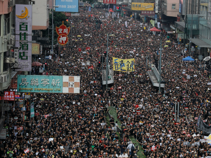 Hundreds of thousands of residents of the territory swarmed the streets to express their opposition to the bill.