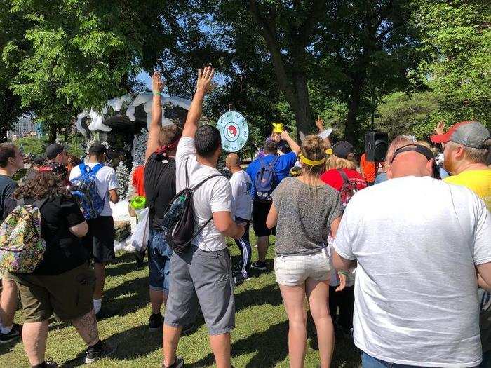 Niantic staff held fan contests in the tents and in the various habitats. Prizes including official Go Fest tee shirts were awarded to trainers who could show the hosts specific monsters, like the heaviest Pokémon in their Pokédex.