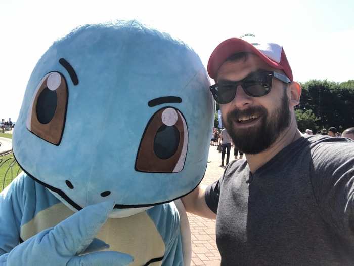 This giant-sized Squirtle was lurking by the fountain, so I had to get a selfie.