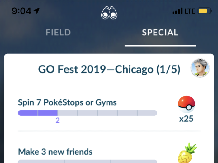 For example, the first task required spinning 7 Pokéstops, sending 3 gifts to friends, and making 3 new friends.