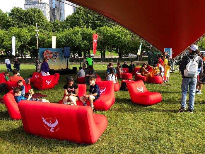 There were chairs inside the tents, so trainers could relax with their teammates, get some shade, and make new friends.