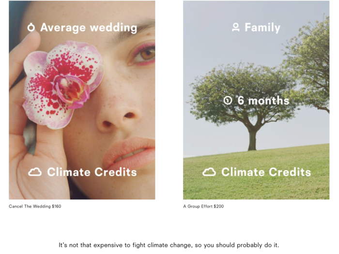 As part of the campaign, Reformation also added a section on its website where shoppers can purchase "climate credits."