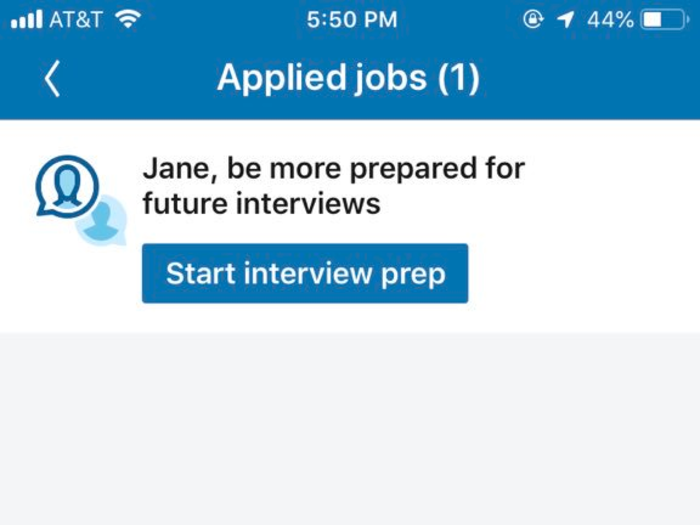 Because I often use LinkedIn on my phone, I decided to do the interview prep that way. I went under the "Applied jobs" tab to get access to the tool.