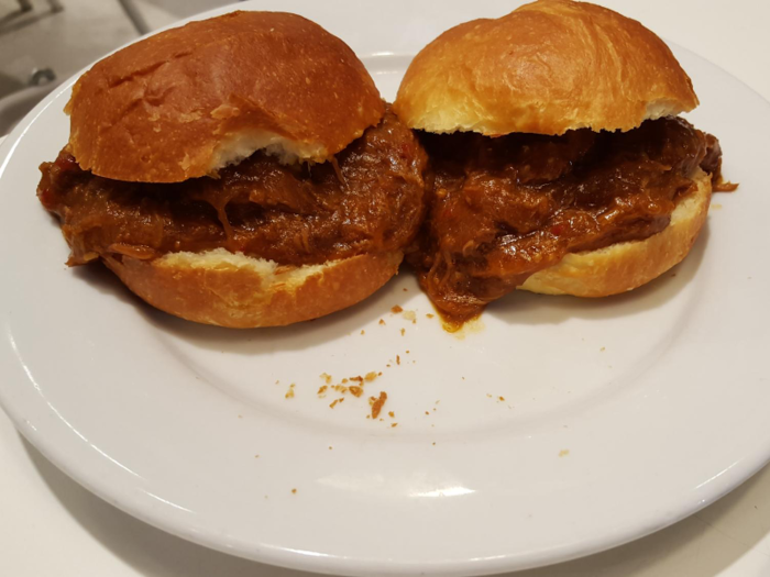 Australian shoppers have the option to order sandwiches. This is slow-cooked pork on a bun.