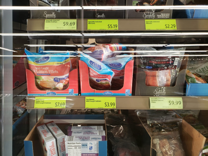 On the flip side, I did find frozen wild salmon for $7.69.