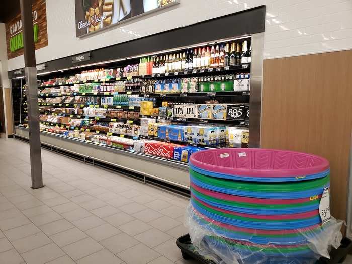 Where to go next? Why not walk to the aisle stocked with more alcohol and plastic pools?