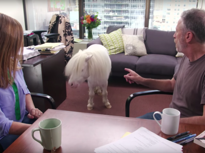 In June 2016, he popped up on "Full Frontal with Samantha Bee" alongside a pony.