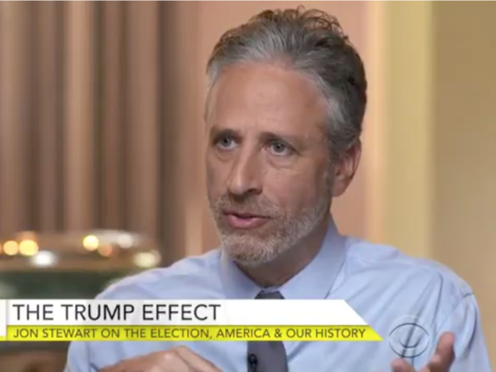 In November 2016, Stewart was empathetic to Trump