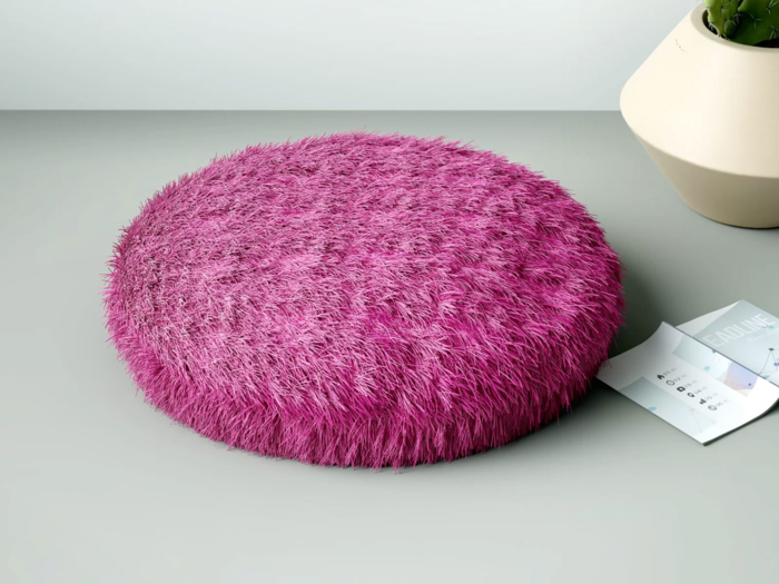 A shaggy pouf that makes for a cozy seat on the floor