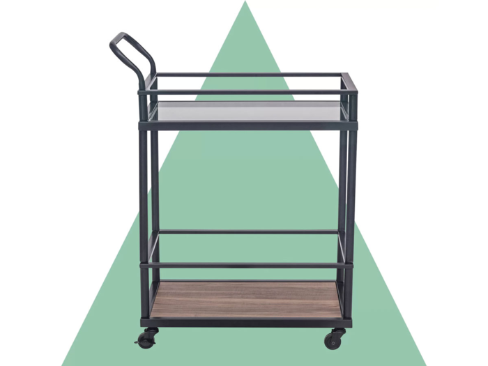 A rolling bar cart for entertaining or storage