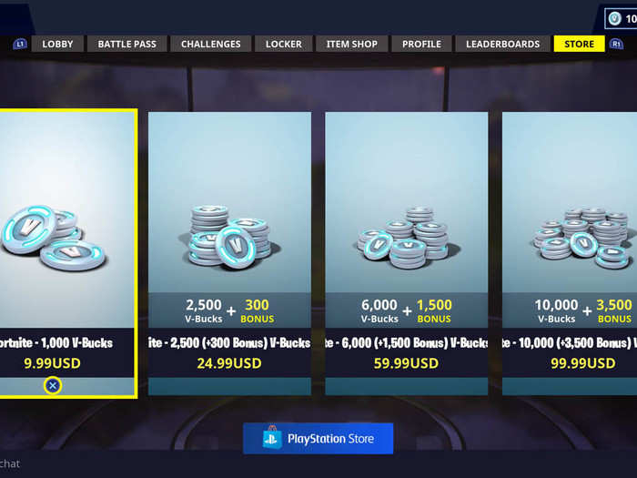 "Fortnite" sells digital currency in packs for between $10 and $100. Parents can restrict purchases for kids but it requires changing account control settings outside of the game.