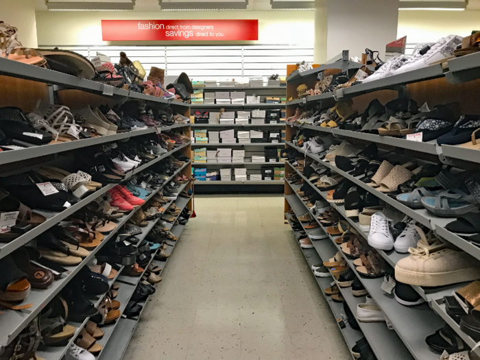 Next, we visited the shoe section. While the rows were fairly tidy and orderly ...