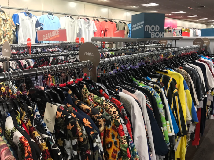 Downstairs, there were rows and rows of clothing in a "Mod Box" section. TK Maxx describes this section as having its "most on-trend pieces." A quick rummage through revealed these were its low-cost — and possibly lower quality — fast-fashion items.