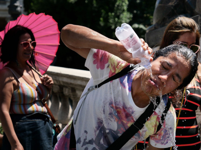 And people are advised to drink lots. These tourists in Rome heeded that advice.