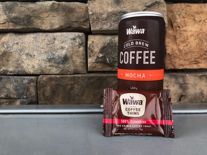 The coffee-lover inside of me had to be satiated. I settled on a Wawa cold brew mocha coffee and a Wawa coffee-infused chocolate square. As a surge of caffeine and a tasty mid-day treat, neither one disappointed.